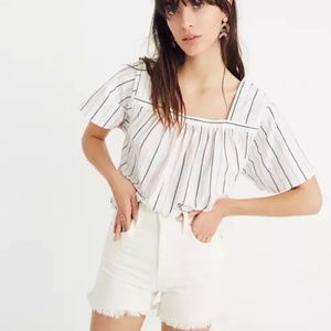 Madewell Striped Square Neck Top Size Small
